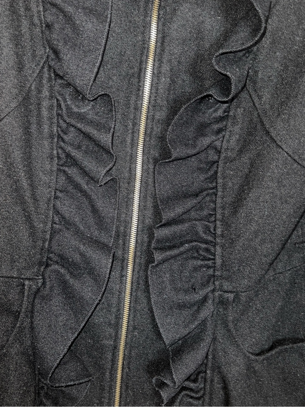 grass collection Black Ruffle Zip-Front Jacket - Picture 6 of 10